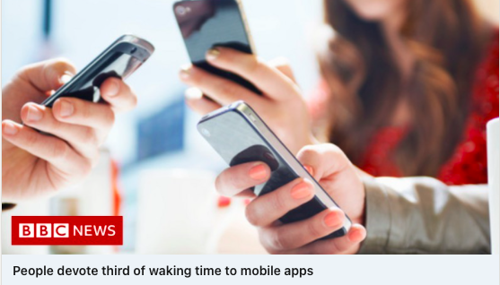 Users on their mobile phones screenshot of BBC News article